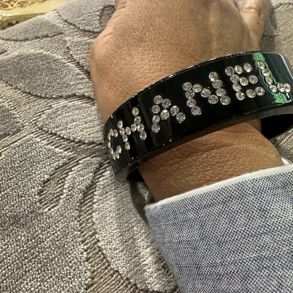 CHANEL Black Crystal-Embellished Jewelry Bracelet